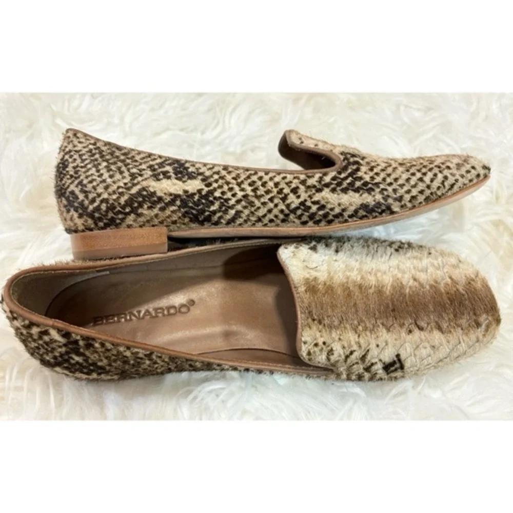 Anthropologie Bernardo Emma Snake Embossed Genuine Calf Hair Loafer Flats